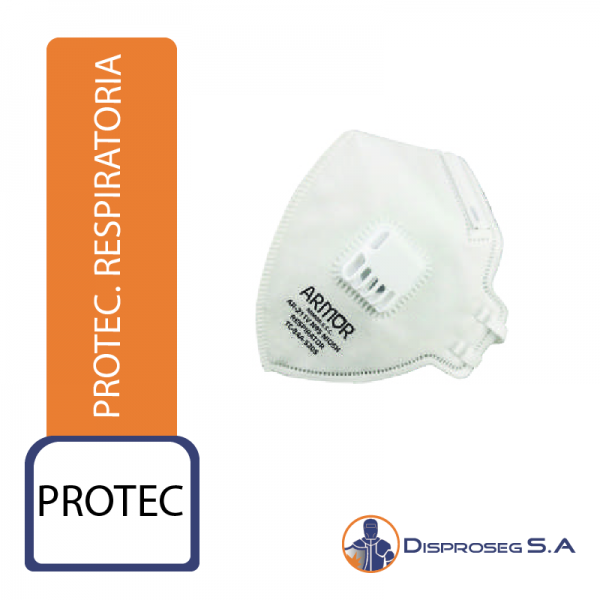 RESPIRADOR DESCARTABLE ARMOR AR-210V PLEGABLE N95.