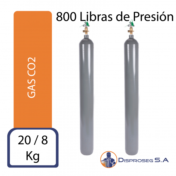 GAS CO2 800 Lb de Presión SU PRESENTACION EN: 20 KILOS Y 8 KILOS